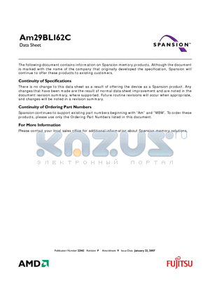 AM29BL162CB-120RZI datasheet - 16 Megabit (1 M x 16-Bit) CMOS 3.0 Volt-only Burst Mode Flash Memory