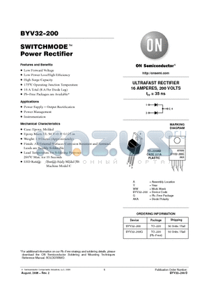 BYV32-200 datasheet - SWITCHMODE TM Power Rectifier