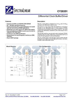 CY28351OC datasheet - Differential Clock Buffer/Driver