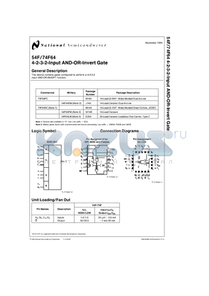 54F64DM datasheet - 4-2-3-2-Input AND-OR-Invert Gate