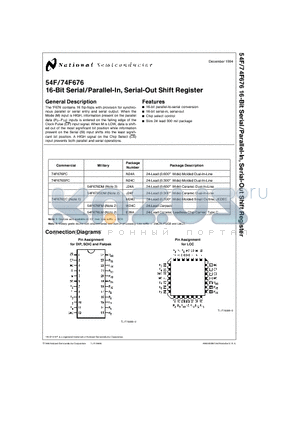 54F676DM datasheet - 16-Bit Serial/Parallel-In, Serial-Out Shift Register