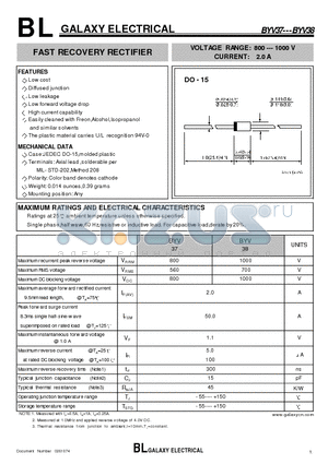 BYV37 datasheet - FAST RECOVERY RECTIFIER