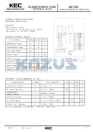 BC338 datasheet - EPITAXIAL PLANAR NPN TRANSISTOR (GENERAL PURPOSE, SWITCHING)