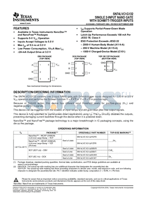 74LVC1G132DCKTE4 datasheet - SINGLE 2-INPUT NAND GATE WITH SCHMITT-TRIGGER INPUTS