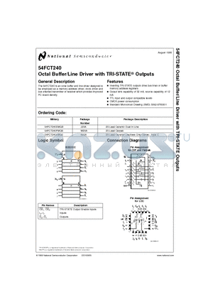 54FCT240 datasheet - Octal Buffer/Line Driver with TRI-STATE Outputs