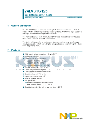 74LVC1G126GF datasheet - Bus buffer/line driver; 3-state