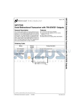 54FCT245D datasheet - Octal Bidirectional Transceiver with TRI-STATE Outputs