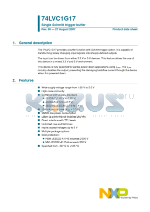 74LVC1G17GF datasheet - Single Schmitt trigger buffer