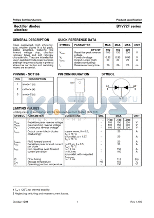 BYV72F datasheet - Rectifier diodes ultrafast