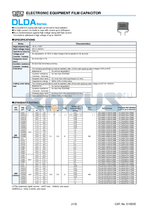 DLDA3A392H-F7DM datasheet - ELECTRONIC EQUIPMENT FILM CAPACITOR