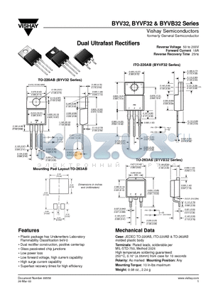 BYVB32 datasheet - Dual Ultrafast Rectifiers