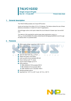 74LVC1G332GM datasheet - Single 3-input OR gate