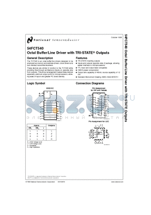 54FCT540D datasheet - Octal Buffer/Line Driver with TRI-STATE Outputs