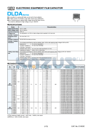 DLDA3L152H-F7DM datasheet - ELECTRONIC EQUIPMENT FILM CAPACITOR