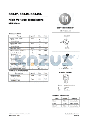BC449 datasheet - High Voltage Transistors