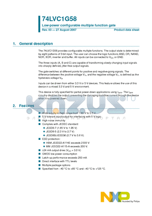 74LVC1G58GV datasheet - Low-power configurable multiple function gate