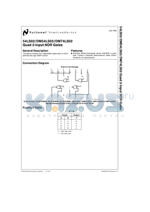 54LS02E datasheet - Quad 2-Input NOR Gates