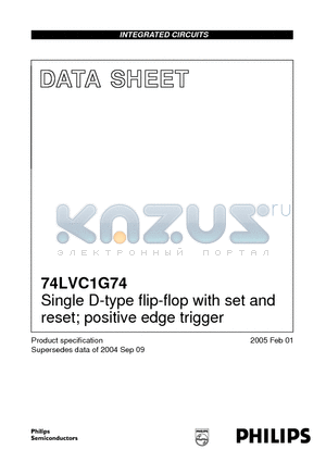 74LVC1G74 datasheet - Single D-type flip-flop with set and reset; positive edge trigger