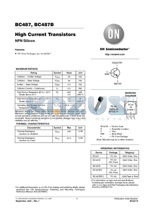 BC487B datasheet - High Current Transistors NPN Silicon
