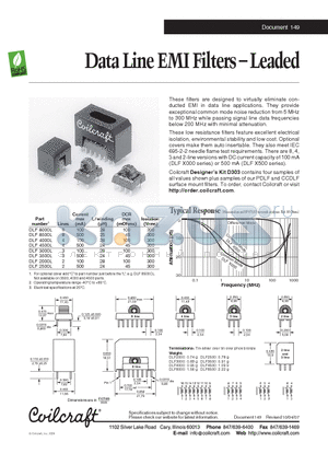 DLF-8000L datasheet - Data Line EMI Filters