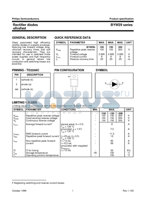 BYW29-150 datasheet - Rectifier diodes ultrafast