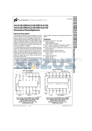 54LS139 datasheet - Decoders/Demultiplexers