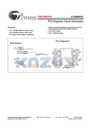 CY28SRC04 datasheet - PCI-Express Clock Generator