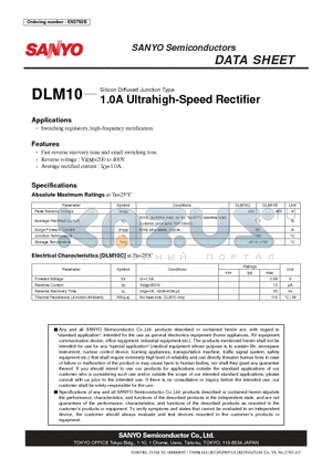 DLM10 datasheet - 1.0A Ultrahigh-Speed Rectifier