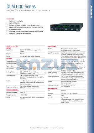 DLM10-60 datasheet - 600 WATTS PROGRAMMABLE DC SUPPLY