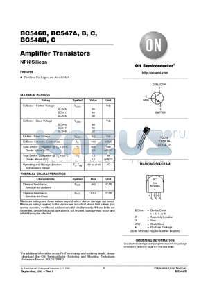 BC546B datasheet - Amplifier Transistors NPN Silicon