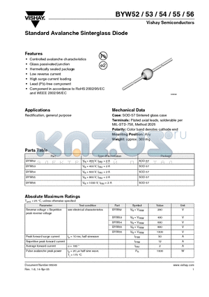 BYW52 datasheet - Silicon Mesa Rectifiers