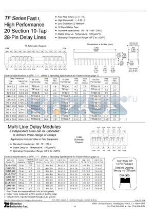 DLM5-1557 datasheet - TF Series Fast tr High Performance 20 Section 10-Tap 28-Pin Delay Lines