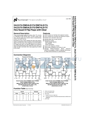 54LS175DMQB datasheet - Hex/Quad D Flip-Flops with Clear