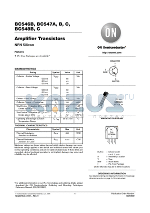 BC547A datasheet - Amplifier Transistors NPN Silicon