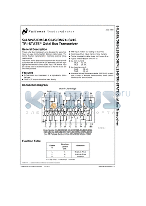 54LS245LMQB datasheet - TRI-STATE Octal Bus Transceiver