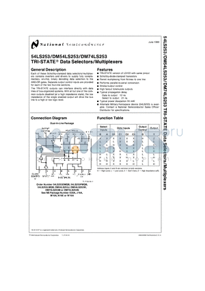 54LS253DMQB datasheet - TRI-STATE Data Selectors/Multiplexers