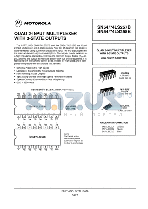 54LS257 datasheet - QUAD 2-INPUT MULTIPLEXER WITH 3-STATE OUTPUTS