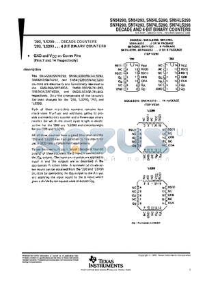 54LS293 datasheet - DECADE AND 4-BIT BINARY COUNTERS