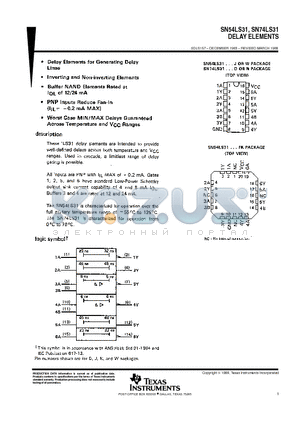 54LS31 datasheet - DELAY ELEMENTS