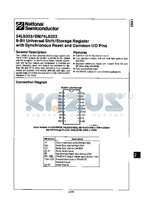 54LS323FMQB datasheet - 8-BIT UNIVERSAL SHIFT/STORAGE REGISTER WITH SYNCHRONOUS RESET AND COMMON I/O PINS