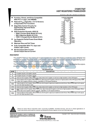 CY29FCT52CTSOC datasheet - 8-Bit Registered Transceiver