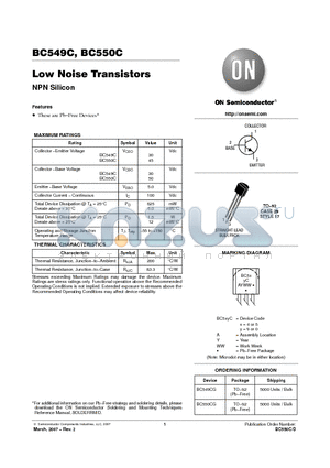 BC550CG datasheet - Low Noise Transistors NPN Silicon