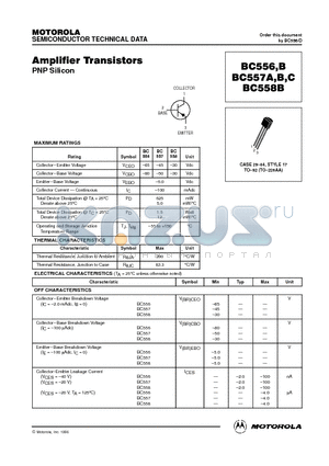 BC556 datasheet - Amplifier Transistors