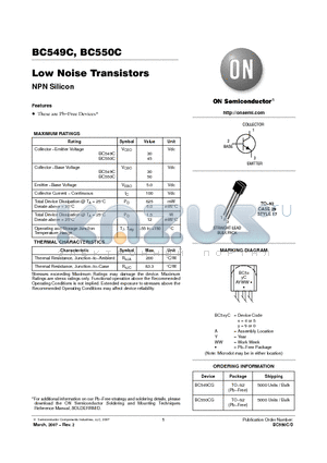 BC550C datasheet - Low Noise Transistors NPN Silicon