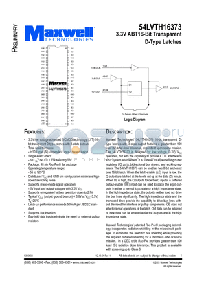 54LVTH16373RPFE datasheet - 3.3V ABT16-Bit Transparent D-Type Latches