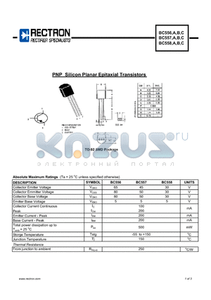 BC556 datasheet - PNP Silicon Planar Epitaxial Transistors
