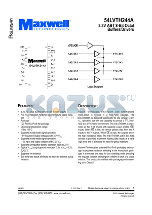 54LVTH244ARPFB datasheet - 3.3V ABT 8-Bit Octal Buffers/Drivers