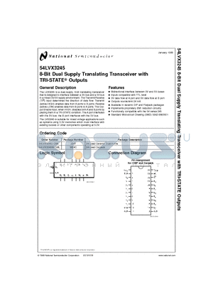 54LVX3245 datasheet - 8-Bit Dual Supply Translating Transceiver with TRI-STATE Outputs