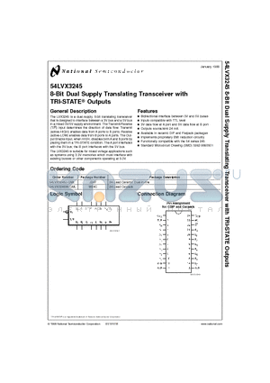 54LVX3245J-QML datasheet - 8-Bit Dual Supply Translating Transceiver with TRI-STATE Outputs