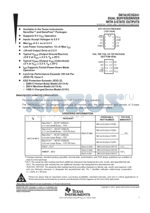 74LVC2G241DCUTE4 datasheet - DUAL BUFFER/DRIVER WITH 3-STATE OUTPUTS